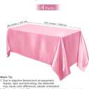 TURSTIN 4 Packs Pink Satin Tablecloth 102 x 58 Inch Overlay Satin Table Cover Rectangle Bright Silk Tablecloth Smooth Fabric Table Decoration for Wedding Banquet Party Events