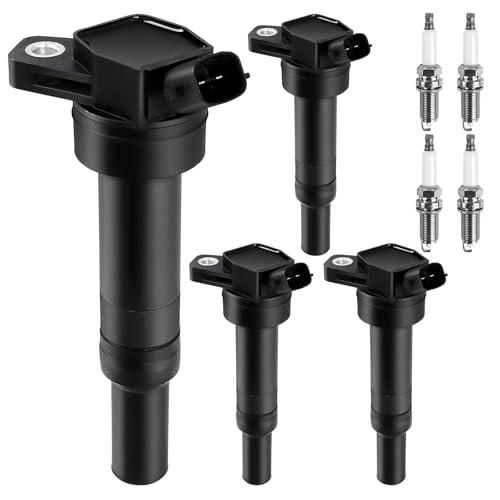 4pcs Ignition Coil & Spark Plug Fit for Hyundai Elantra Tucson Kia Soul Forte 1.8L 2.0L L4 2012 2013 2014 2015 2016 Coil Pack Replaces# C1804 UF651 9723