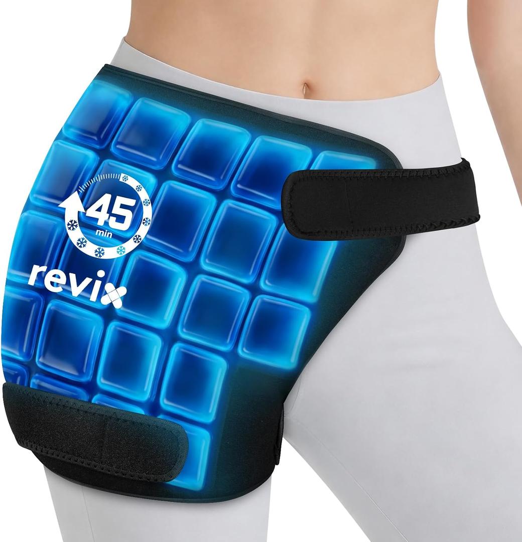 REVIX 45-Min Long-Lasting Hip Ice Pack Wrap, Extra Large Gel Ice Pack Reusable with Ice Grid Design, Cold Therapy Wrap for Hip Replacement, Sciatic Nerve & Hamstring Muscle Discomfort, 21" x 13"