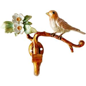 Vintage Bird Shaped Decorative Wall Hook Rack Hanger for Hanging Clothes Coats Towels Keys Hats, 1 Pack Antique Metal Mounted Wall Hook (Orange)