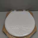 Mayfair Linden Slow Close Toilet Seat, Non Slip Heavy Duty Wood, Easy Install, Round, White