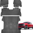 Truck Floor Liner 6.75FT Standard Bed Mat for F250 F350 2017-2026 - F-250 F-350 Super Duty SUPERCREW CAB with Factory Carpet | 2nd Row Fold Flat Storage ONLY All Weather