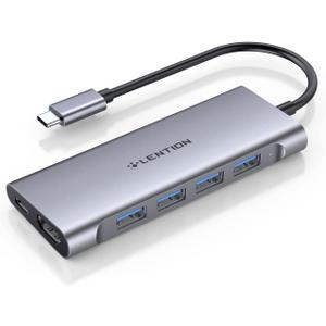 LENTION USB-C Multi-Port Hub with 4K HDMI Output, 100W PD, 4 USB 3.0 5Gbps Compatible 2024-2016 MacBook Pro, New Mac Air & Surface, Chromebook, iPhone 15, More, Stable Driver Adapter (C35, Space Gray)