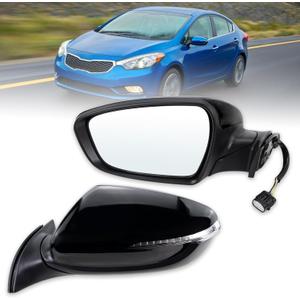 Left Driver side Mirror Compatible with 2014 2015 2016 Kia Forte with Manual Folding power glass Heated with turn signal Black Replace# KI1320182(6 Pins) Left Driver side Mirror Compatible with 2014 2015 2016 Kia Forte with Manual Folding power glass Heated with turn signal Black Replace# KI1320182(6 Pins)