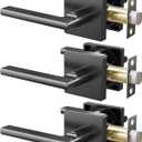 3 Pack Matte Black Passage Door Handles, Invisible Screws, Streamlined Closet Door Lever Handles, Hall Doors Handles Black, Matte Black Hallway Passage Door Handles