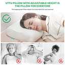 UTTU Cervical Pillow for Neck Pain Relief, Memory Foam Neck Pillow for Sleeping, Adjustable Orthopedic Sandwich Pillow, Contour Cooling for Side Back Stomach Sleeper, King(27.6"15.7"5.2"/4.5")