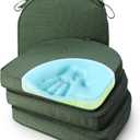 SUNROX Gel Memory Foam Chair Cushions, FadeShield Water-, Stain-Resistant Durable Reversible Seat Cushion Pads with Ties for Indoor/Outdoor Kitchen Dining Office, 19"x19", Set of 4, Heather Fern