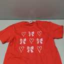 Heart Candy Cane Pink Bow Christmas T-Shirt (Red, M)