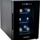 Hamilton Beach 6 Bottle Wine Fridge for Red, White, Sparkling, or Champagne Beverages, Digital Display, Table or Countertop Storage, Free Standing, 13L