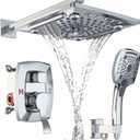 ELLO&ALLO Bathroom Shower Faucet Set Mixing Valve and Trim Kit, Complete Shower System with Rough-in Valve, Chrome