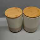 vancasso Sabine Large Ceramic Canister Set with Airtight Wood Lids - 2-Piece Kitchen Food Storage Jars for Flour, Sugar, Coffee & Tea (74 oz Each) - Big Capacity Countertop Jars