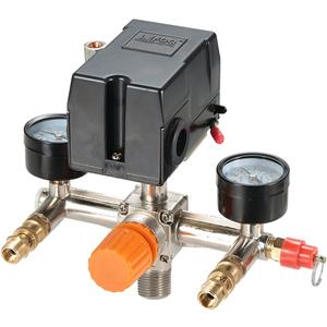 Secbolt Pressure Switch Manifold Regulator Gauges Air Compressor Pressure Switch Control Valve 90-120PSI (Horizontal Switch)