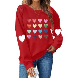 Leopard Valentines Sweatshirt Womens Cute Love Heart Valentines Shirts VDay Shirt (Small, 1-red)