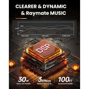 2 x Raymate Bluetooth Speakers, HiFi Stereo Sound with DSP, 30W IPX7 Waterproof Speaker Wireless Bluetooth-V5.0, 1000mins Playtime, Portable Speaker for Home, Outdoor, Party