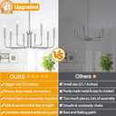 8-Light Farmhouse Chandelier for Dining Room Lighting Fixtures Hanging, Brushed Nickel Dining Light Fixtures Industrial Chandelier for Bedroom, Foyer, Hall, Kitchen, Living Room and Entryway