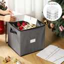 CHENGU 2-pack Christmas Ornament Storage Stores up to 64 Christmas Ball Accessories Holder with Adjustable Dividers, Zippered Closure Two Handles for Holiday Ornaments and Xmas Decorations(Grey)