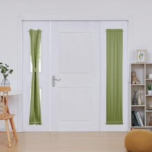 Deconovo Blackout Door Curtain  Thermal Insulated Privacy Curtain for French & Front Doors with Adjustable Tieback, Room Darkening, Energy Saving, Noise Reducing,Sage Green,W12 x L72,1 Panel