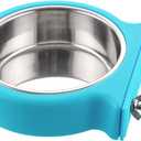 Crate Dog Bowl Removable Stainless Steel Water Food Feeder Bowls Cage Coop Cup for Cat Puppy Bird Pets (Small, Blue with Corrugated Clip)