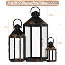 Decorative Metal Candle Lanterns Set, Hanging & Tabletop Hurricane Lanterns Holders for Patio, Porch, Garden, Wedding, Party Decor, Indoor/Outdoor Use, Pinnacle Black