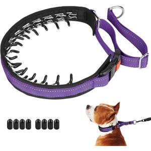 Mayerzon Martingale No Pull Collar for Medium Large Dogs, Patented Anti Pull Dog Collar with Buckle for Walking Training, with Reflective Stitching and Neoprene Padding, Adjustable(Purple, L) (Large,2.5mm,25-Inch,18.5-23.5"Neck)