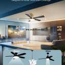 52 Inch Low Profile Gold Ceiling Fan with Lights, Modern Black and Gold Ceiling Fans with Remote/APP for Indoor Bedroom, Flush Mount, 12.2'' Large 3CCT LED Light Panel, 6-Speed Quiet DC Motor