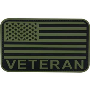Veteran Flag Patch OD Green PVC 5x3 inches for Bags Backpacks Vests Clothing Jackets with Hook Fastener Back (Green, L5 x3)