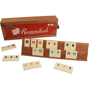 Front Porch Classics, Rummikub Vintage Edition in All-Wood Storage Case with 4 Built-in Player Trays and 106 Rummikub Tiles, for 2 to 4 Players Ages 8 and Up
