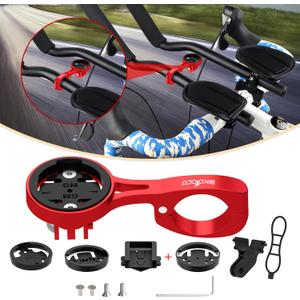 Bike Computer Mount for Aero Bars - Compatible with 22.2mm/22.4mm Road Handlebars, Secure Bike Mount for Bike GPS Computer, for Garmin,for Combo & for GoPro Action Camera, Red
