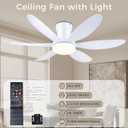 GJeg Ceiling Fans with Lights,42" Low Profile Ceiling Fan with Light and Remote Control,Flush Mount, Reversible, Dimmable, Noiseless, White Ceiling Fan for Bedroom