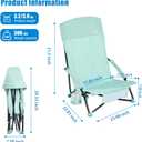 SUNNYFEEL Portable Low Beach Chair - Lightweight High Back Backpack Beach Chair with Cup Holder, Folding Sand Chair for Beach Camping Fishing Concert, 27.17 inches x 29.53 inches x 4.72 inches