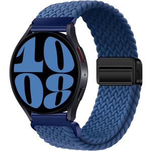 20mm Magnetic Band Compatible With Samsung Galaxy Watch 4 5 6 7 40mm 44mm/Watch 4 6 Classic 42mm 46mm 43mm 47mm/Watch 5 Pro 45mm/Watch 3 41mm/Active 2 Stretchy Braided Strap for Women Men (Atlantic Blue)