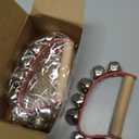 3 Pieces Red Christmas Sleigh Bells Jingle Gold Musical Instrument Wooden Handle Bells for Valentines(7 Bells)