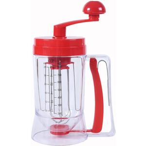 Pancake & Cupcake Mixer and Batter Dispenser Perfect Baking Tool Bakeware Maker with Measuring Label (Red)
