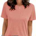 GAYHAY Coral Pink T Shirts Short Sleeve Summer Tops Basic Tee Shirts (Small, Orange)