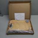 DAVIDOK C-Shaped Sofa End Table, Adjustable Height Couch Side Table with Device Slot, Wood Color with Black Metal Stand, Couch Table for Living Room, Bedroom