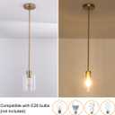 Brass Pendant Lights Kitchen Island,Modern Farmhouse Clear Glass Pendant Light,Gold Light Fixture Kitchen Pendant Mini Hanging Light Fixture for Sink (Brass 2 Pack Stem Rod)