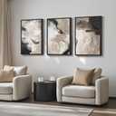 Large Framed Neutral Abstract Wall Art, 3 Piece Modern Minimalist Canvas Prints Paintings Artwork for Walls, Black Beige Brown Neutral Tone Pictures for Living Room Hallway Dining Wall Decor 20x30 In, 20" W X 30" H X 3pcs