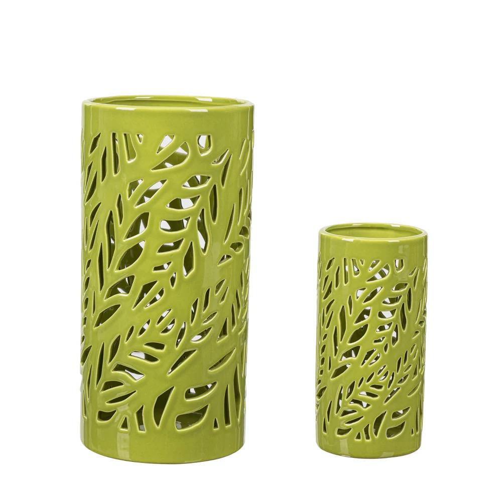 Everyday Living Ceramic Cylinder Set - Leaf Green