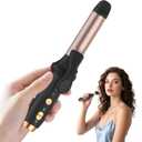 Cordless Curling Iron Hair Curler: Mini USB Rechargeable 4000 mAh 3 Temp Setting Travel Portable 200 Million Negative Ion for Long Short Hair (0.98 Inch, Black)