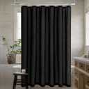 90 Inch Shower Curtain Linen Neutral Extra Long Shower Curtain for Bathroom Bath Drapes Modern Boho Shabby Chic Country Rustic Cloth Drapes Bathroom Decor Black 72x90