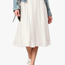 Made By Johnny Women's High Elastic Waist Pleated Mid A-Line Swing Skirt L