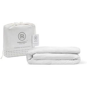 Threadmill White Cotton Duvet Cover King Size, Breathable Comforter Cover, Soft 1-Piece Cotton King Duvet Cover Hotel Style Light Weight with Strong Button Closure & Corner Ties, Fits Cal King Duvet