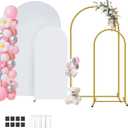 Metal Arch Backdrop Stand and Cover Set of 2 (7.2 ft/6 ft, White), Wedding Arch Backdrop Stand with White Cover for Party Birthday, Wedding, Bridal Shower, Baby Shower, Festival, Proposal, Anniversary