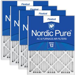 Nordic Pure 16x20x1 (Actual Size: 15 1/2 x 19 1/2 x 3/4) Pleated MERV 12 Air Filters 4 Pack