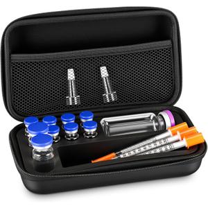 Peptide Case for 8 x 3ml + 2 x 10ml + 1 x 30ml Bac Water & Holds Vial Case for Peptide Vials Glp1, 3 ml Vial Storage, Fridge Freezer Travel Injection Travel Kit, with Mesh Pocket(Only Box)