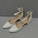 IDIFU Women's IN2 Pedazo Dress Shoes Low Block Heels Comfortable Chunky Closed Toe Ankle Strap Wedding Pumps Color: White Pu, Size 8