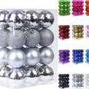 Emopeak 24Pcs Christmas Balls Ornaments for Xmas Christmas Tree - 4 Style Shatterproof Christmas Tree Decorations Hanging Ball for Holiday Wedding Party Decoration (Silver, 1.6"/4.2CM)