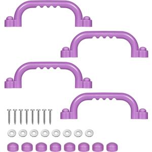 TOPNEW 4Pcs Kids Playground Safety Handles -Swing Set & Climbing Frame Hand Grips, Multi-Color Plastic Grab Bars for Outdoor Playhouse, Jungle Gym, Climbing Frame (Purple)