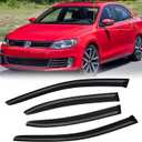 Window Visors for Volkswagen (VW) Jetta 2011-2018, Rain Guards Shields Vent Deflector Shade Wind Dark Smoke 2012 2013 2014 2015 2016 2017 12 13 14 15 16 17 18, Tape-On,4 PCS