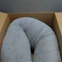 Momcozy Pregnancy Pillows for Side Sleeping, J Shaped Maternity Body Pillow for Pregnancy, Soft Pregnancy Pillow with Jersey Cover for Head Neck Belly Support, Grey